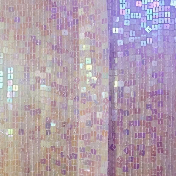 100% SILK SQUARE SEQUIN IRIDESCENT BLOUSE Button Down with Shirt Collar Medium - Picture 4 of 13